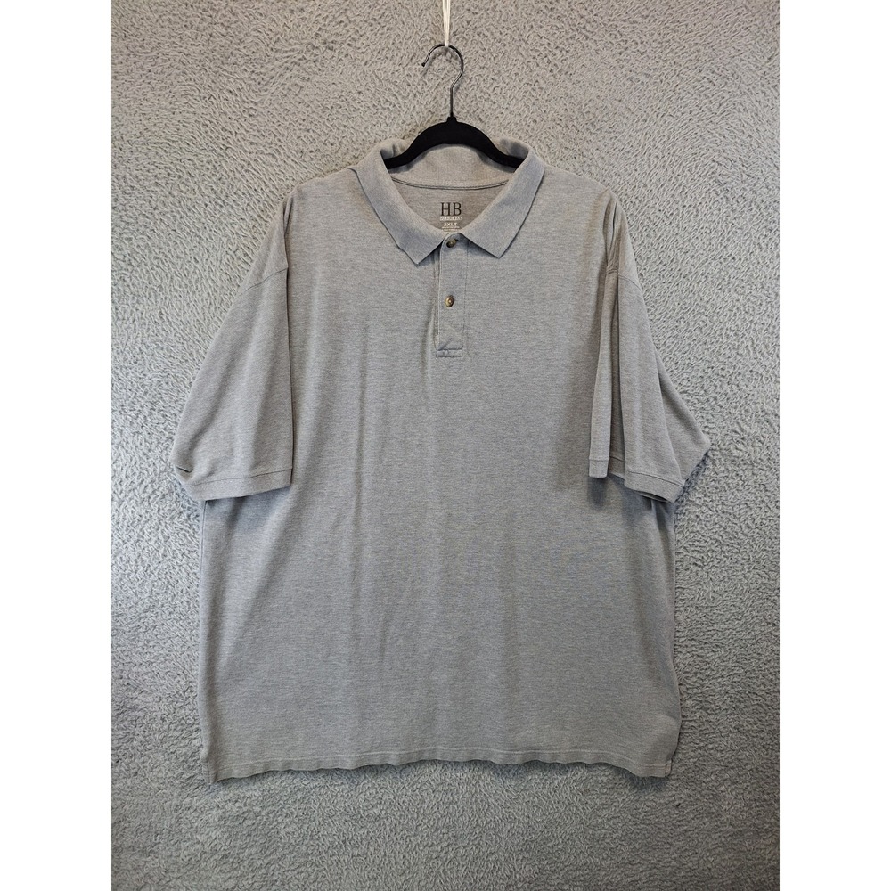 Harbor Bay Polo Shirt Mens 2XLT Gray Performance Oversized Short Sleeve Collared